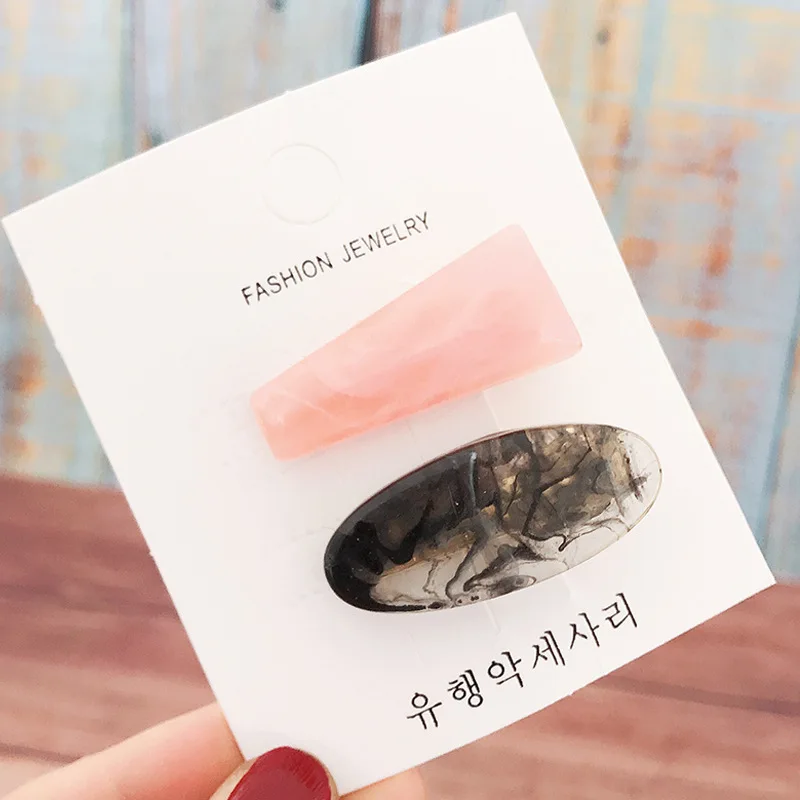 2PCs/Set Women Girl Cute Acetate Small Rectangle Oval Hairpin Headwear Hair Clip Barrette Headband Fashion Accessories 2019 on - 2 штуки/набор Женщины Девушки Милые Ацетатные Маленькие Прямоугольные Овальные Заколки для Волос Головные Уборы Аксессуары 201