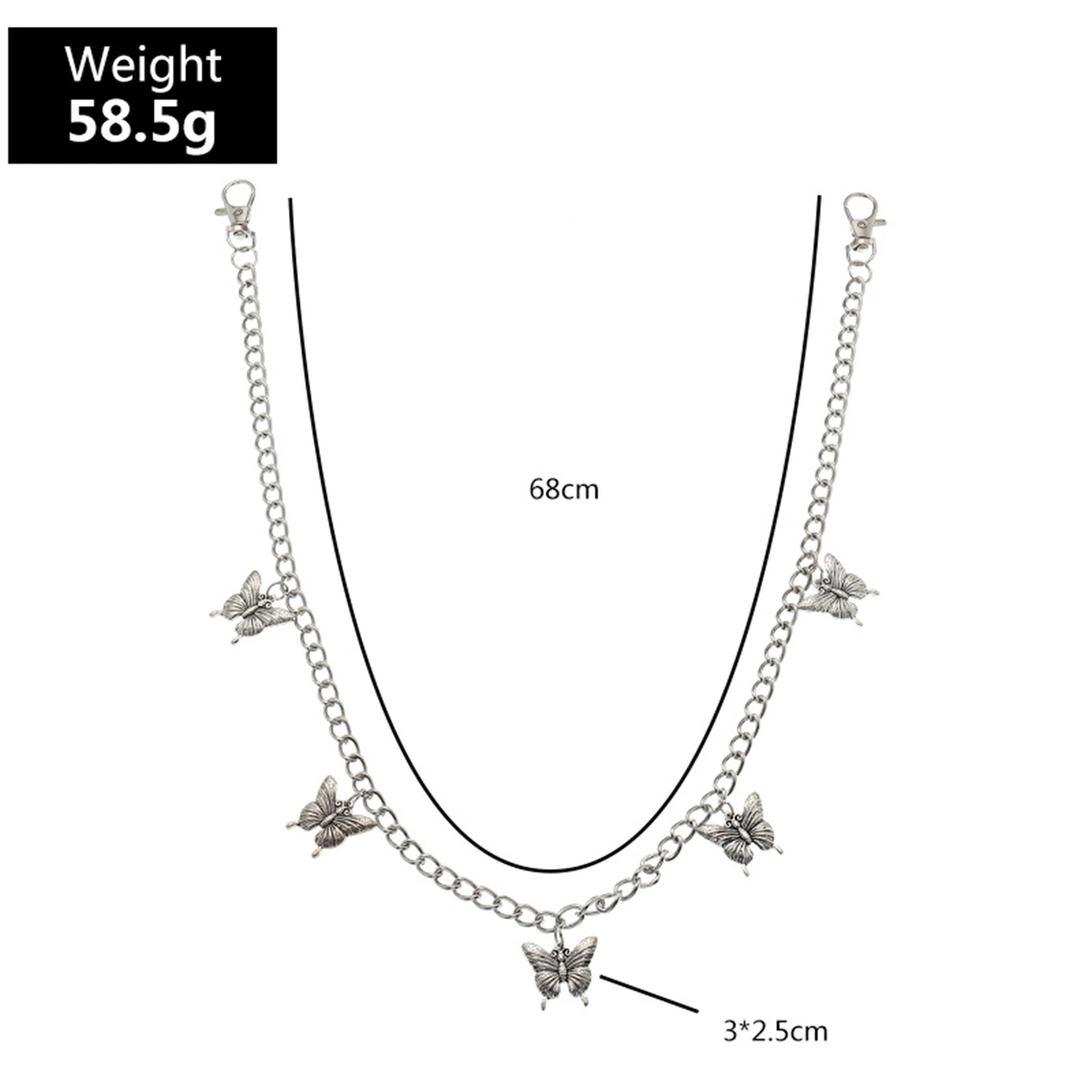 

New Fashion Metal Trousers Waist Chain Body Chain Silver Color Butterfly Animal Women Girl Party Club Body Jewelry 1 Piece