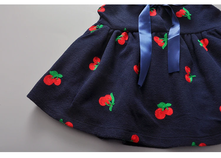 Плотная одежда для маленьких девочек платье с вишневым принтом без рукавов