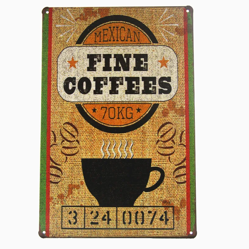 

Coffee menu Metal Sign vintage coffee signs kitchen decor cafe posters wall stickers for girls