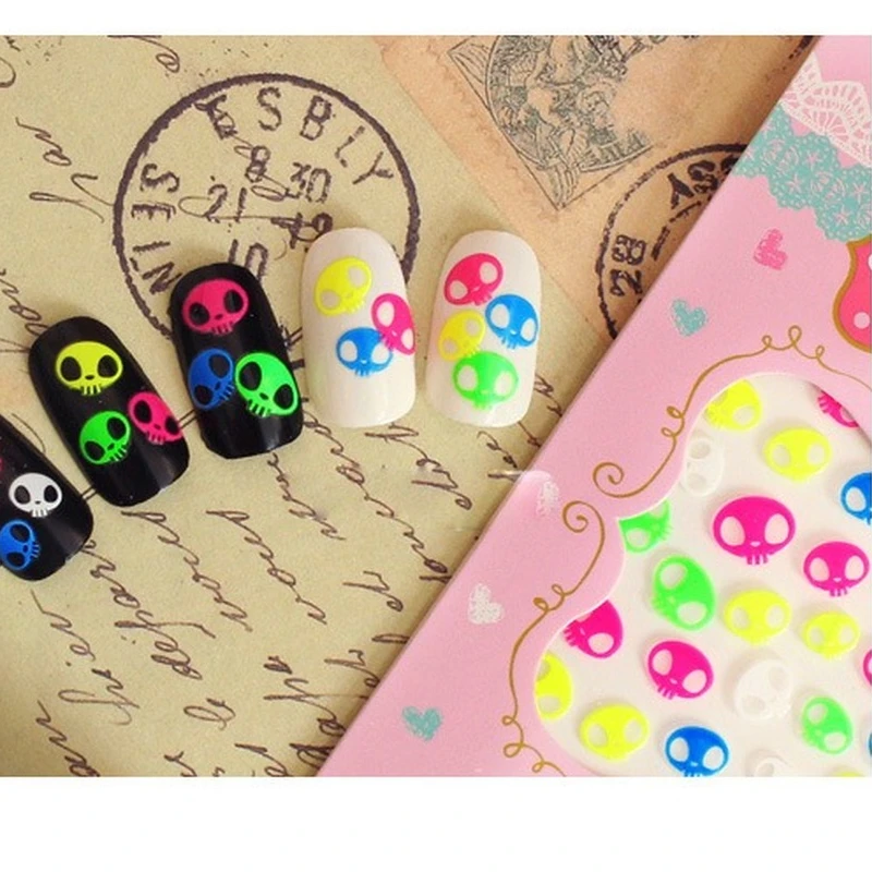 Fluorescent Harajuku Cross Lips Tongue Letter Word Nail Stickers Glowing Nail Art Adhesive Slider Water Transfer Decals Foil Tip