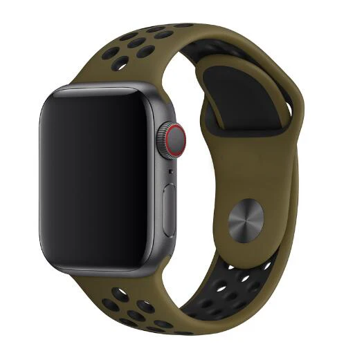 Ремешок для apple watch 42 мм 38 мм 40 мм 44 мм резиновый спортивный ремешок для iwatch 4 3 2 1 серия 5 - Цвет ремешка: olive black