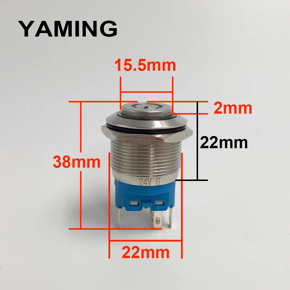 22 мм металлический кнопочный переключатель светодиодный светильник питания