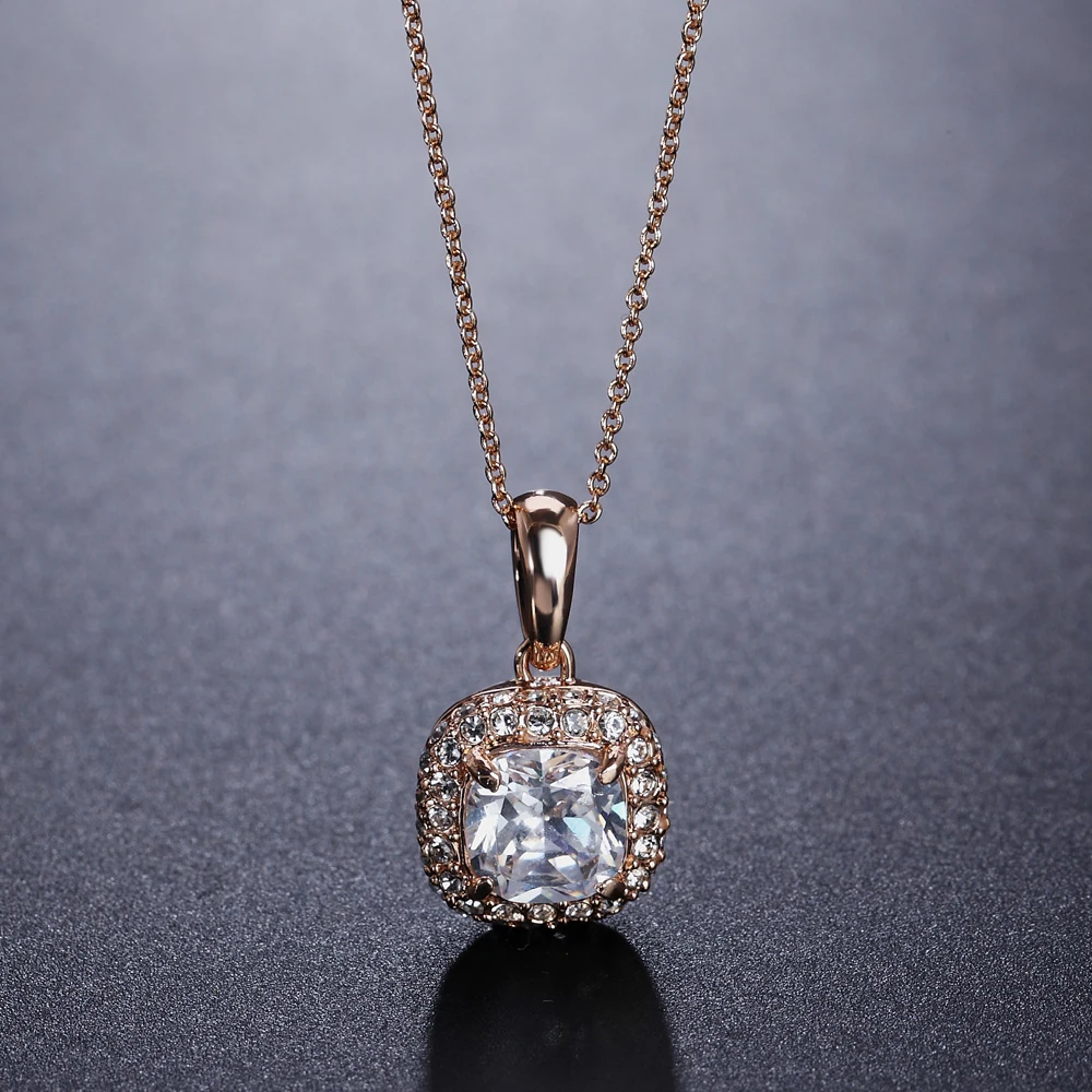 Высокое качество кубического циркония цвета розового золота ожерелья и подвески