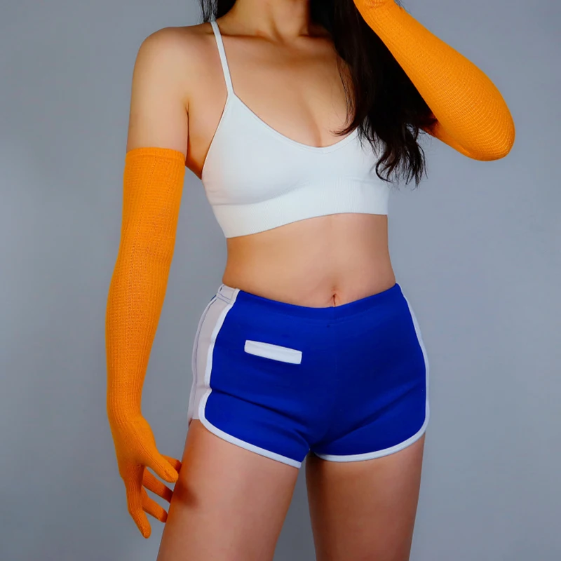 Длинные вязаные перчатки для девочек и студентов 55 см 22 дюйма теплые однотонные