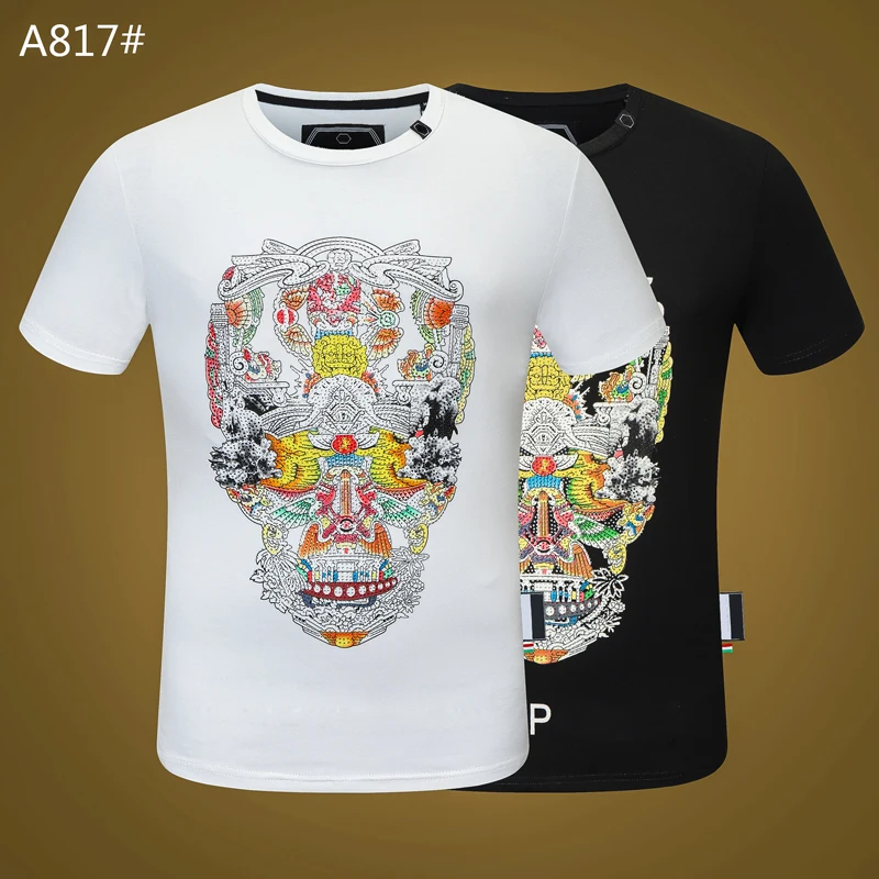 

2020 PP Men T-shirt Skull Fashion Round Neck Short-Sleeved Sports Tops Plein T-shirt Cotton High Quality Streetwear Maglietta