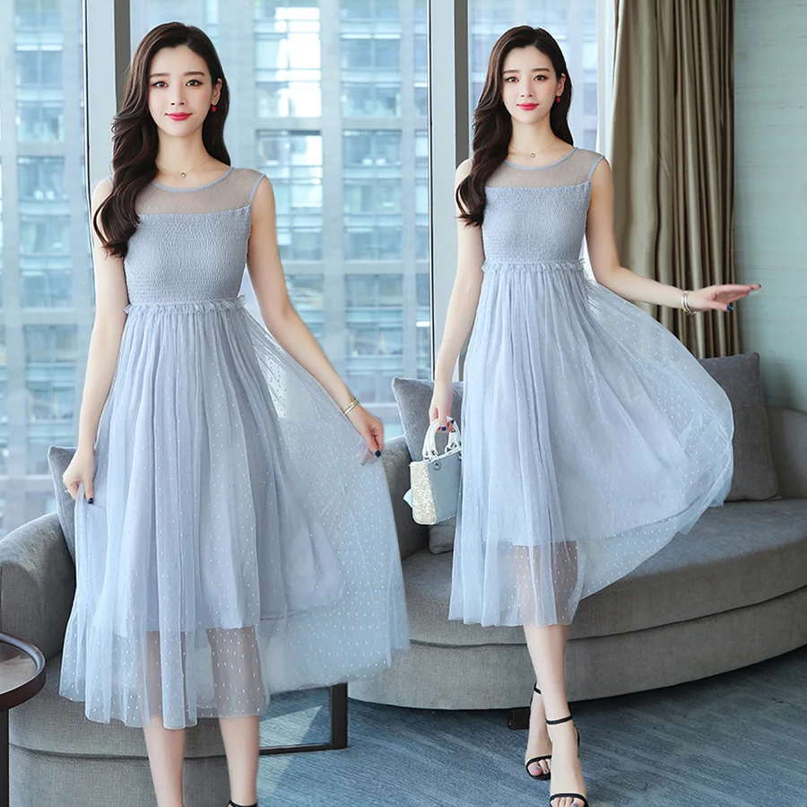 Летние винтажные сандалии с синего цвета из шифона в богемном стиле милые платья