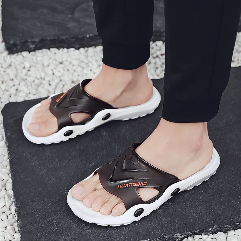 Мужские Пляжные шлепанцы темно синие сандалии на плоской подошве без застежки