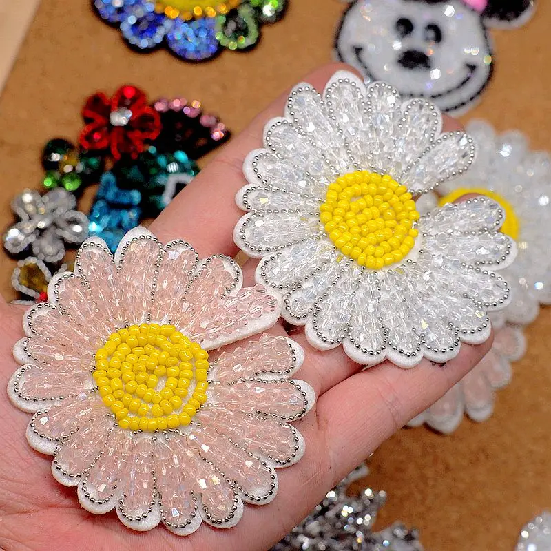 Тканевые 3D наклейки ручной работы с бусинами для сумок аксессуары одежды