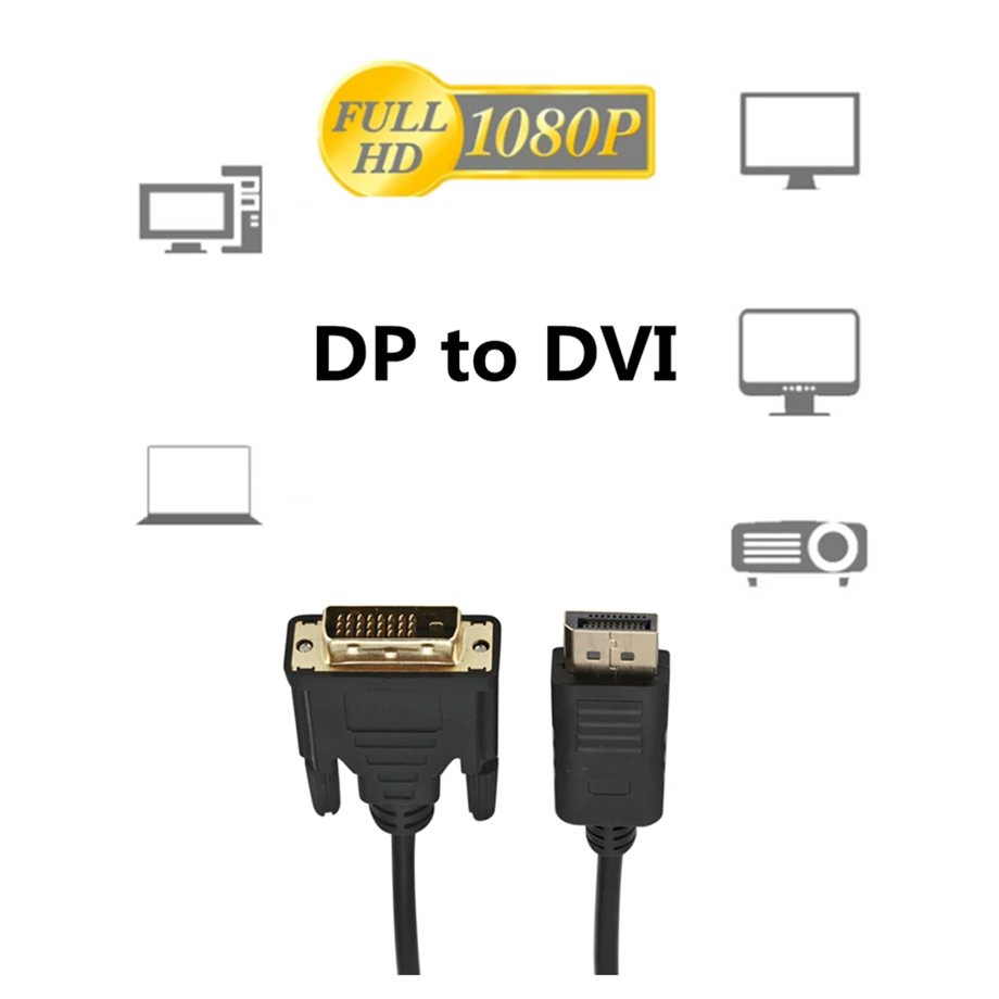 PzzPss DisplayPort DP-DVI Кабель 1 8 м штекер-штекер dvi Соединительный адаптер 1080P 3D для HDTV ПК