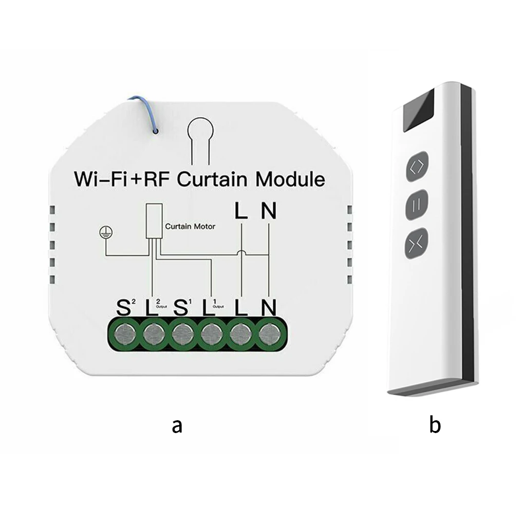 

Tuya WiFi RF Roller Blind Shutter Curtain Switch Module with Remote for Electric Motor Sunscreen Works with Google Home Alexa