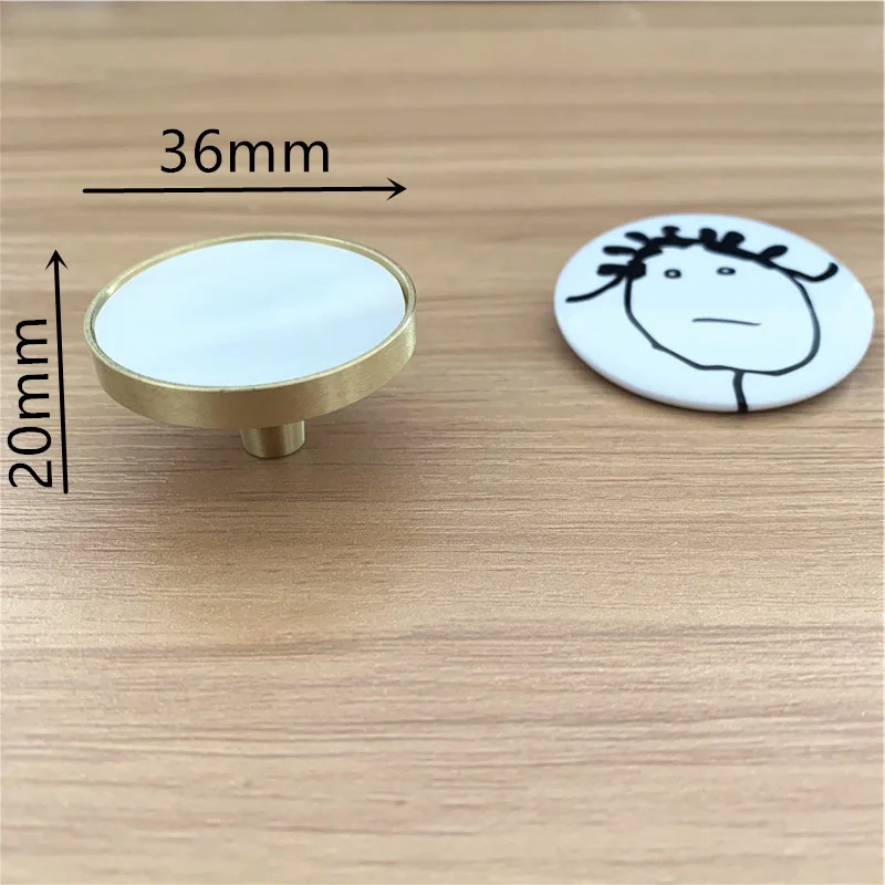 diameter 36mm В скандинавском стиле, твердая латунная ручка, инкрустированная морской раковиной, китайский стиль, ручка для шкафа, выдвижная ручка, дверная ручка, мебельная фурнитура - Цвет: diameter 36mm