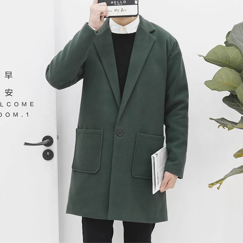 Длинный Тренч Мужское пальто средней длины в Корейском стиле молодежная тонкая
