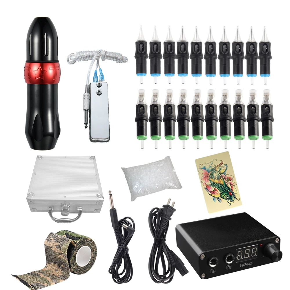 Professional Rotary Pen Tattoo Kit With Tattoo Cartridge Needle LCD Mini Power Equipment Supplies