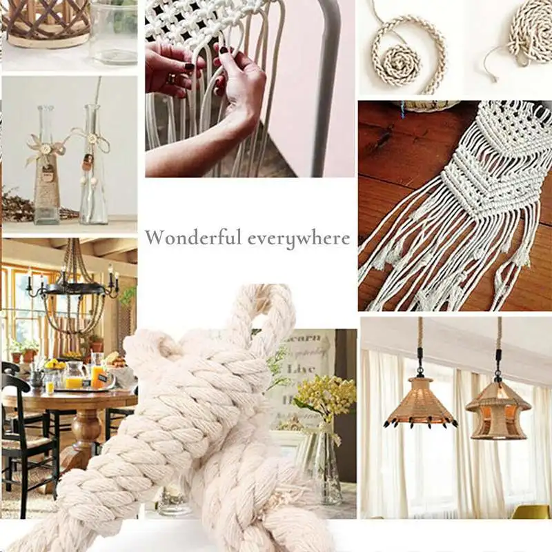 

Hilo Macrame Cord 12mm Cotton Rope White 3-Strand Cord Rope Craft Cotton String DIY Handmade Bag Wedding Home Decor Accessories