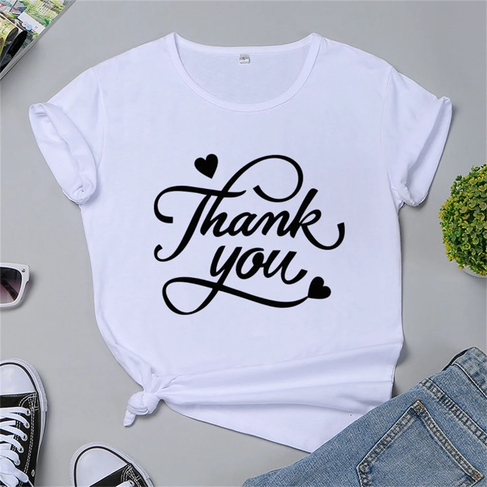 

Women Thank You Letter Tshirt Summer Short Sleeve Crew Neck Tees Famale Fashion Clothes