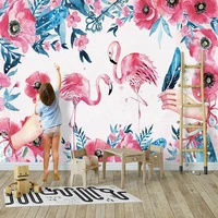 custom mural wallpaper 3d stereo watercolor flamingo background wall decor living room tv sofa bedroom papel de parede