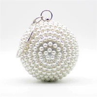 hot selling fashion wedding bridal ladies crystal pearl beaded ball shaped box women dinner purse evening clutches bags