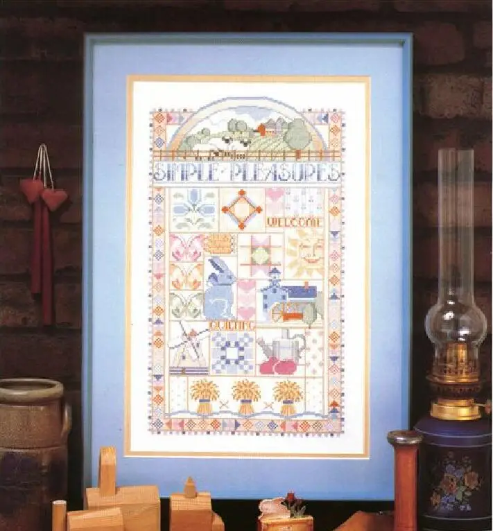 

Simple Pleasures cross stitch package word letters 18ct 14ct 11ct cloth cotton thread embroidery DIY handmade needlework