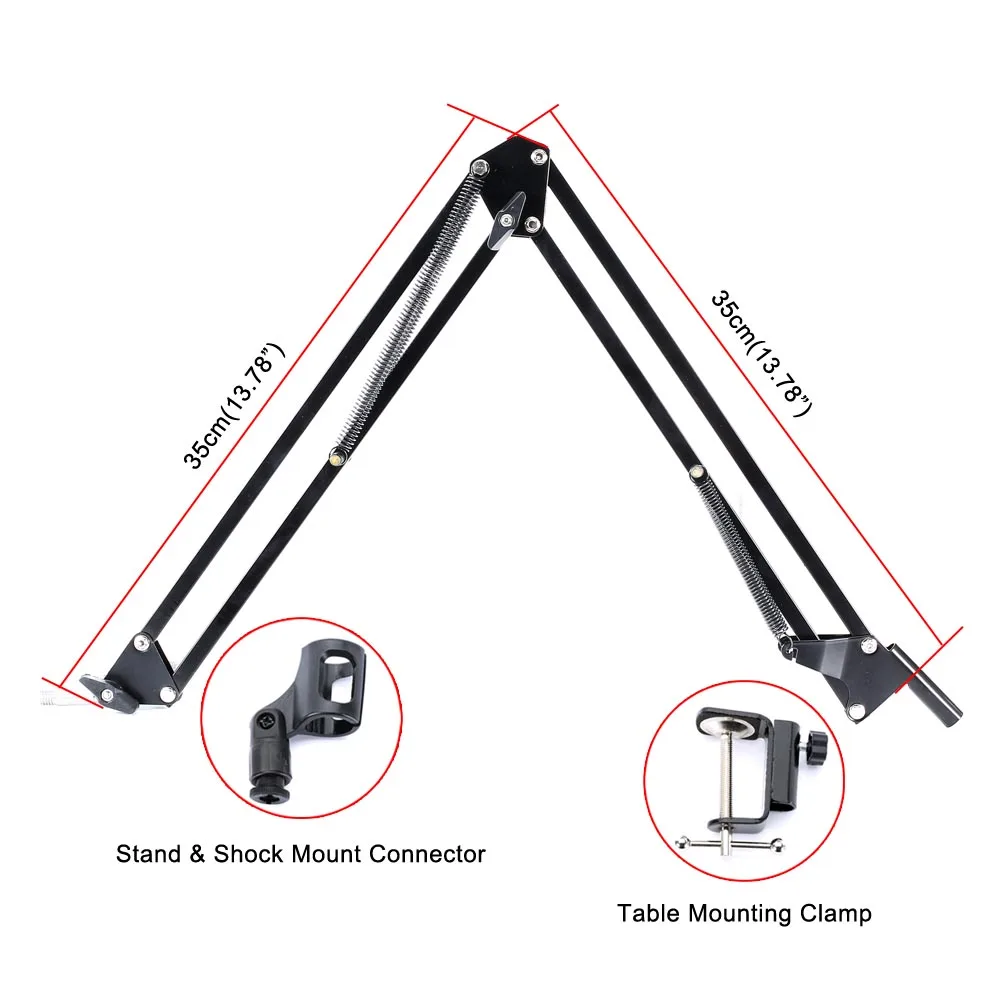 

2020 Condenser Microphone Wired Scissor Arm Stand Metal Shock Mount Pop Filter Sound Recording For Chatting Singing ED889