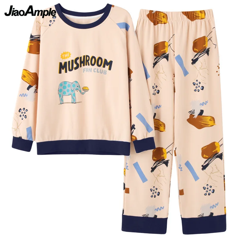 Women's Pajamas 2022 Spring Autumn New Cotton Long-sleeved Trousers Pijamas Set Korean Cartoon Casual Sleepwear Homewear Suit