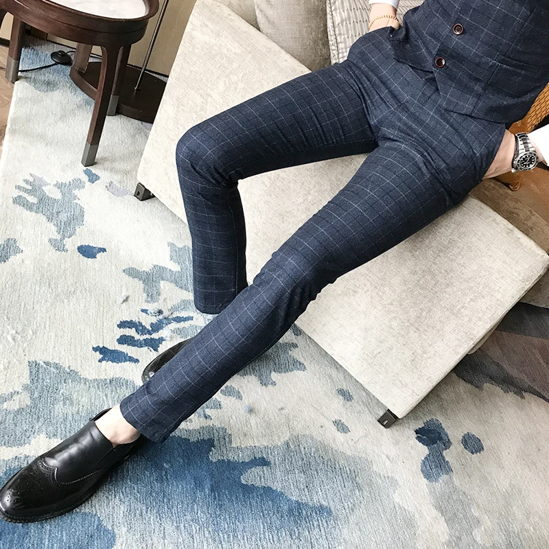 Новинка 2019 эксклюзивный модный клетчатый мужской повседневный деловой костюм