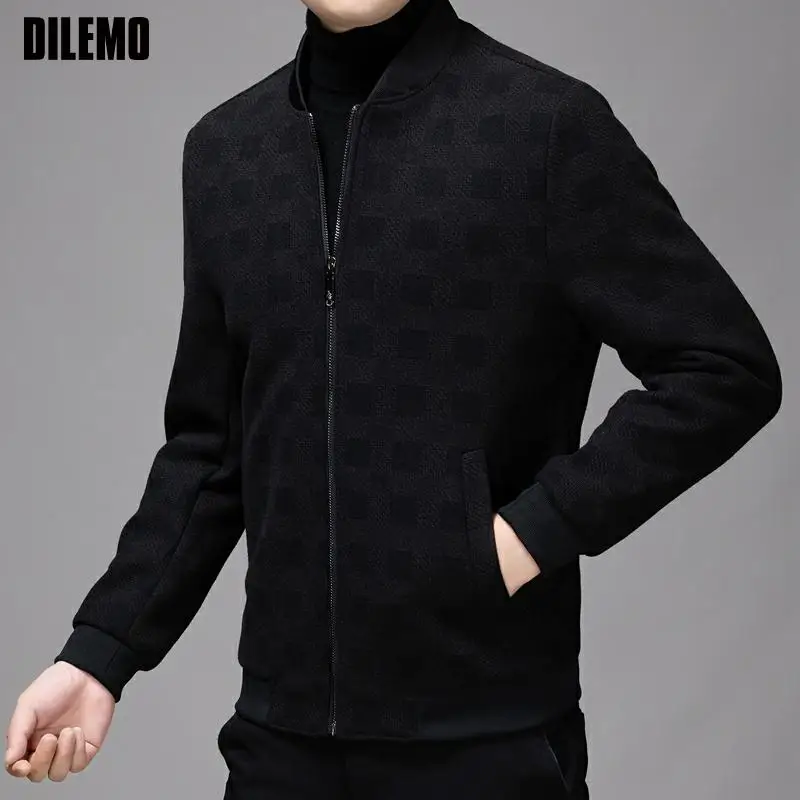 

Designer Brand Casual Fashion Baseball Collar Mens Jackets And Coats Plaid Windbreaker Autumn Winter Top Quality Men Clothing