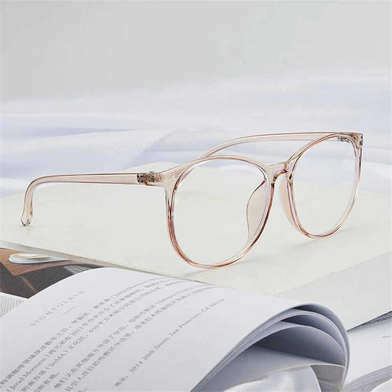 

Transparent Round Prescription Spectacle Women Men Oversized Myopia Lens Optical Eyewear 0 -0.5 -0.75 -1.0 To -6.0