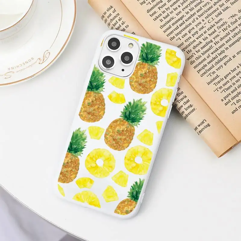 

Cute Cartoon Fruit Lemon Pineapple Phone Case White Candy Color for iPhone 11 12 mini pro XS MAX 8 7 6 6S Plus X SE 2020 XR