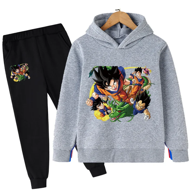 

2021 Autumn and Winter Anime Dragonballz Children's Fashion Street Hoodie and Pants Suit Casual Jogging Sweatshirt