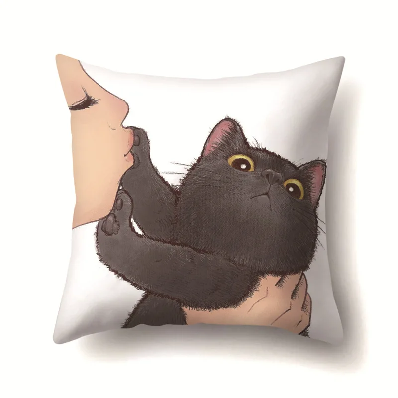 

Cat Creative Fashion Geometry Single-sided Polyester Pillow Covers Decorative Household Supplies 45*45cm Cushion Cover