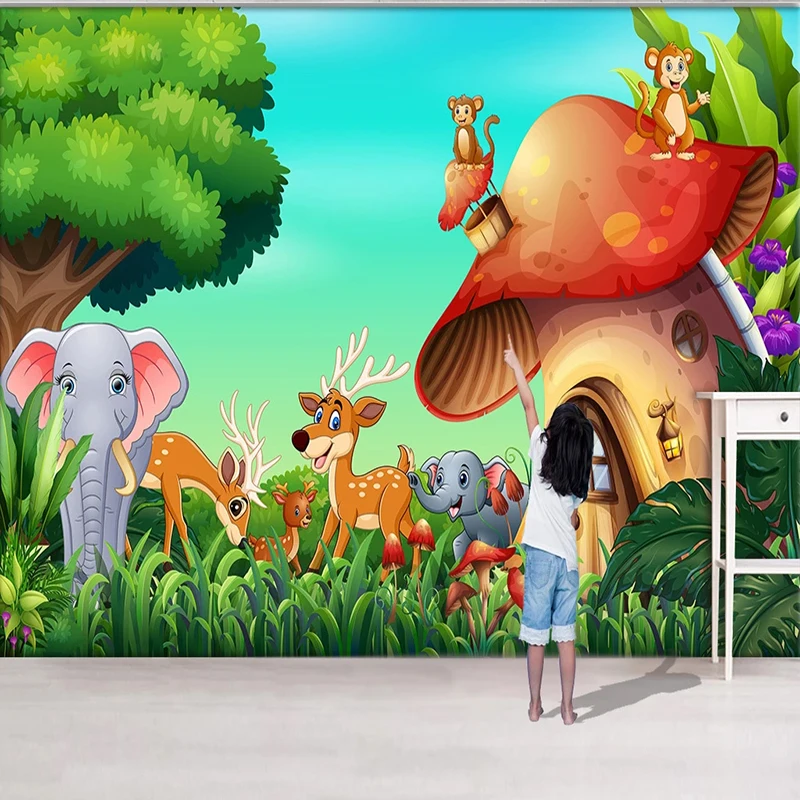 Пользовательские 3D настенные в скандинавском стиле животные лес гриб дом
