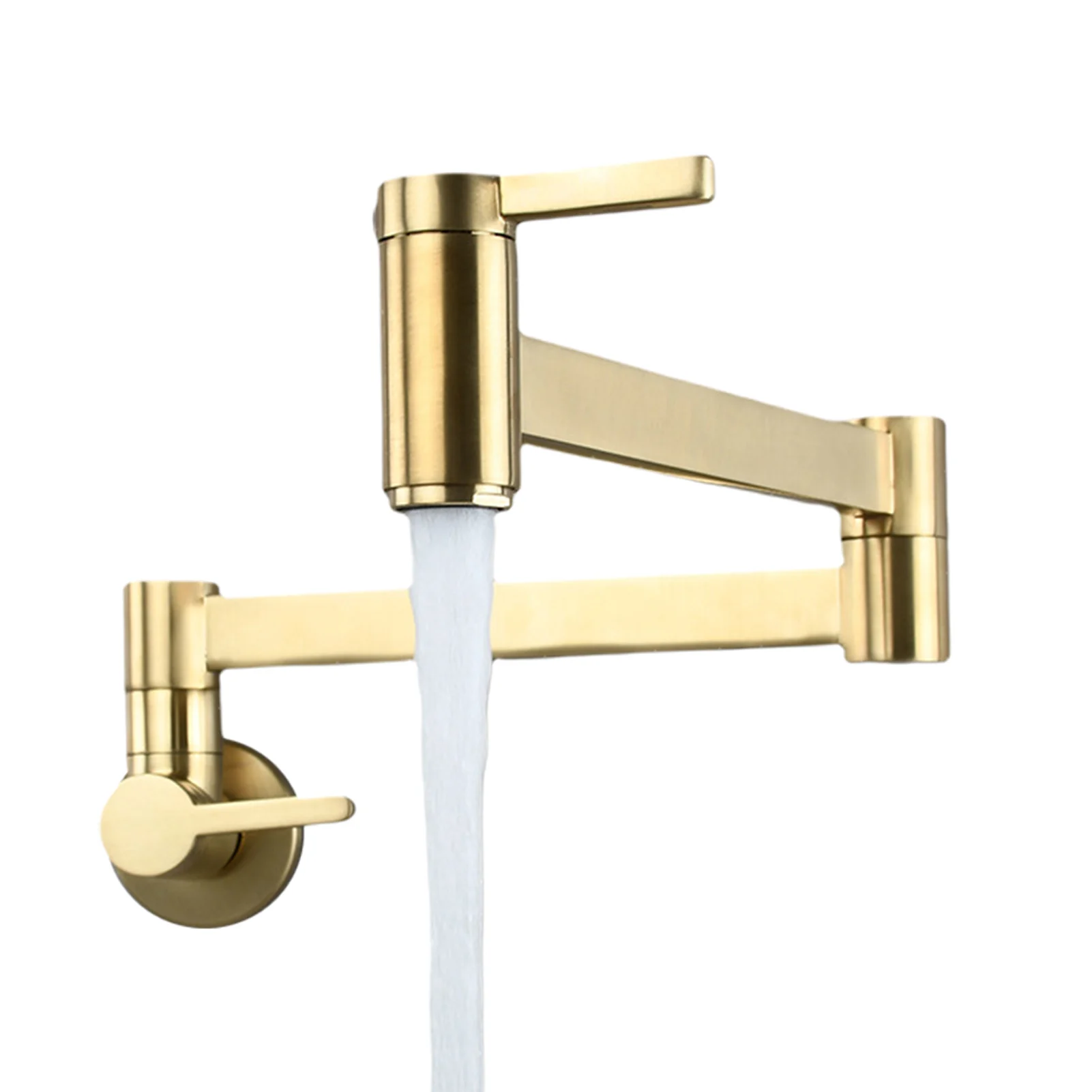 

Tap Basin Brass Cold Water Double Switch Modern Folding Arm Wall Mount Sink Easy Install Kitchen Faucet Spout Splash Proof