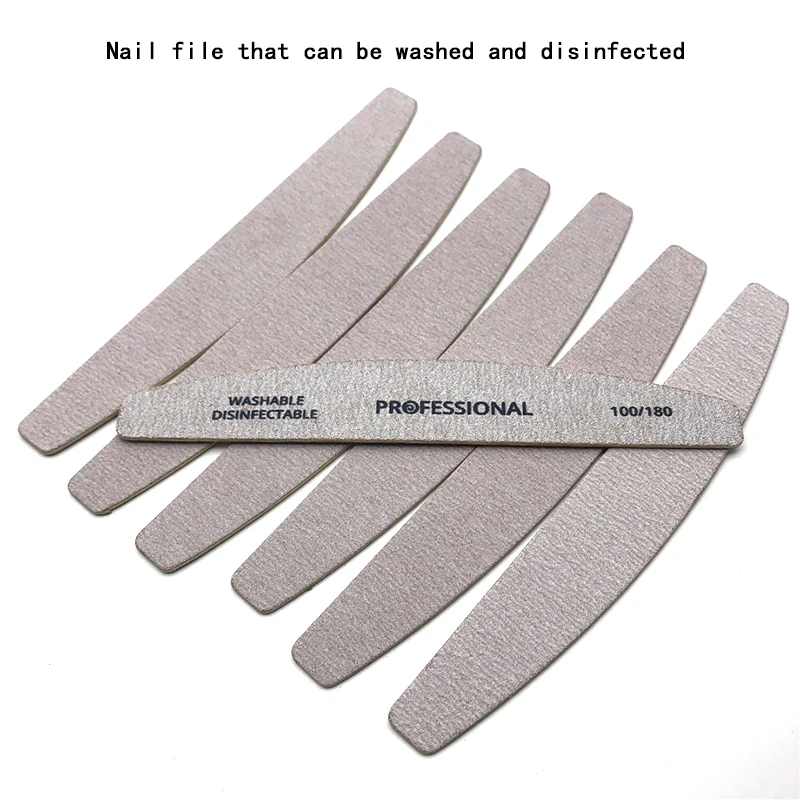 

6Pcs Professional Wooden Nail Files 100/180 Wood UV Gel Polish Manicure Grey Boat Strong Thick Stick File Sandpaper Nails Buffer