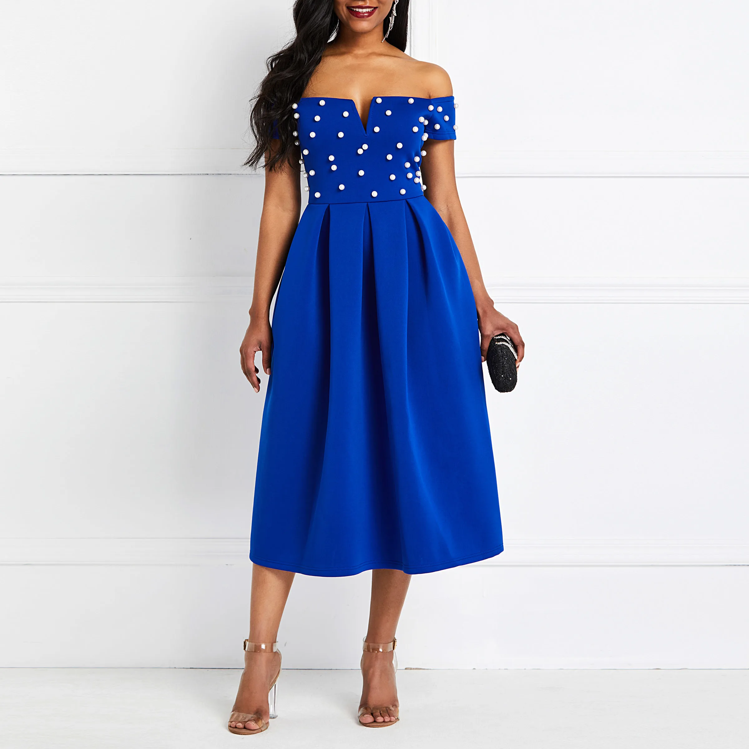 Элегантные женские длинные вечерние платья ярко-синий сексуальный комбинезон с