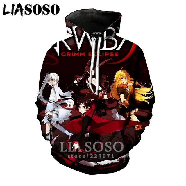LX 3d принт зимняя новая одежда для мужчин и женщин толстовка Аниме RWBY Толстовка с длинным рукавом Топ Повседневный пуловер в стиле Харадзюку хип-хоп