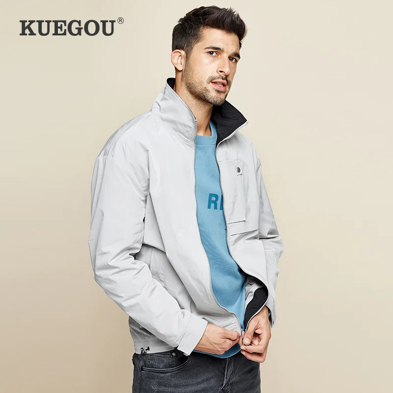 

KUEGOU 2022 Spring Embroidery Letter Jacket Men And Coats Outwear Streetwear For Male Wear Fashion Workwear Vintage Clothes 0918