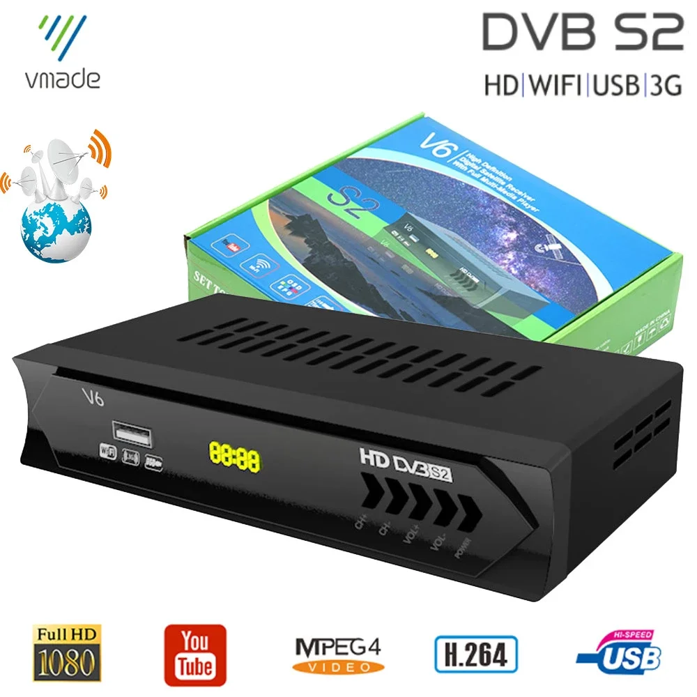 DVB S2 V6 Супер Мини цифровой приемник Поддержка Youtube Bisskey IKS спутниковый ТВ Декодер