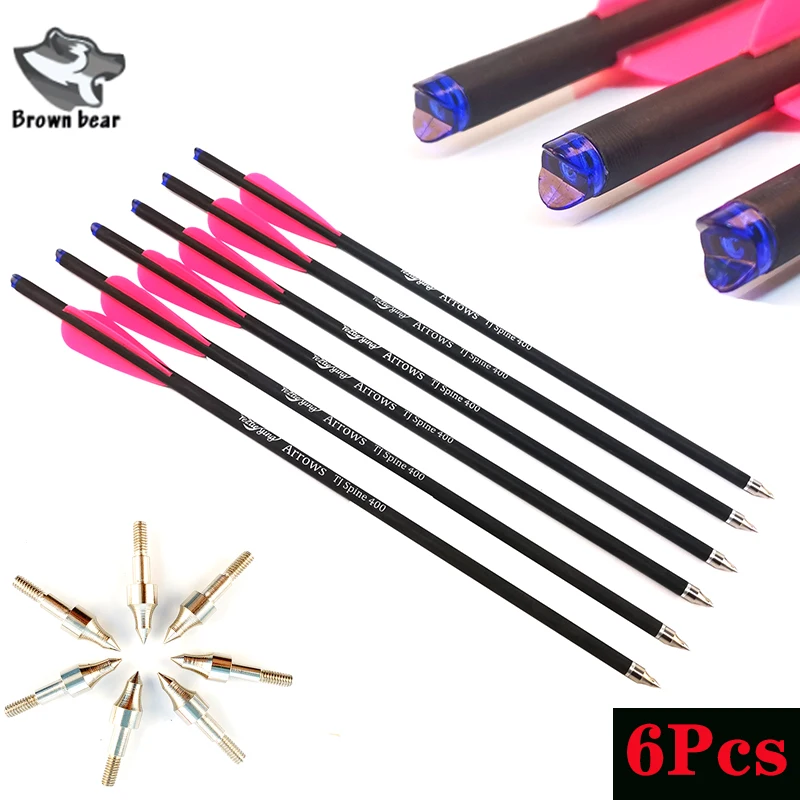 

Archery 16/17/18/20/22 inch Carbon Crossbow Bolt Arrows Spine 400 with 3" Vanes Replaced 100 Grain Arrowhead Tip for Hunting