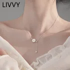 Женское серебряное ожерелье с подвеской в виде цветка LIVVY, цепочка до ключиц с кисточкой, новое модное элегантное вечернее Ювелирное Украшение