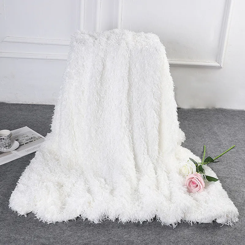 Wrap blanket Faux Fur Blanket Double Layer Soft Blanket/Long Plush Coverlet Sofa Cover Winter Warm Sheets Easy Wash | Дом и сад