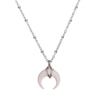 Простой дизайн Белый слоновой кости костяной рог кулон ожерелье для женщин черный полумесяц Луна Чокеры ожерелья Модные ювелирные изделия