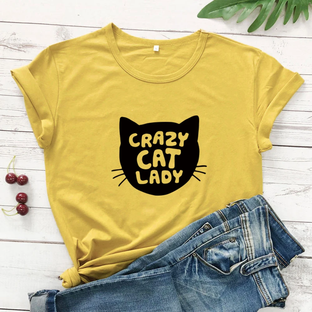 

Summer Crazy Cat Lady TShirt Funny Cats Kitty Kitten Meme Gifts T shirt for Cat Lovers Cute Woman Tee Shirts aesthetic Cool Tops
