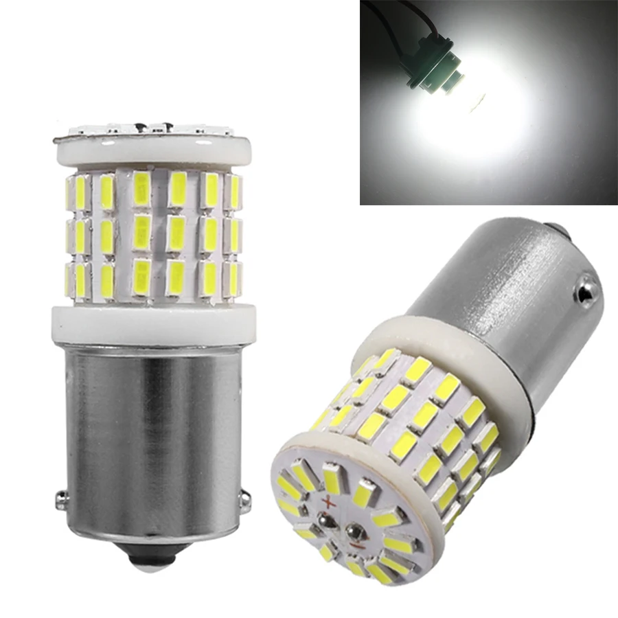 

NHAUTP 2Pcs Ceramic 1156 P21W LED G18 BA15S 3014 57-SMD Car Reverse Lights R10 Bulbs Auto Back-up Lamp DRL White 6000K 12-24v
