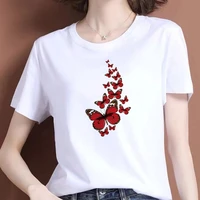 tshirt kawaii butterfly graphic print oversized women t shirt white summer short sleeve girls lady female clothing top tees