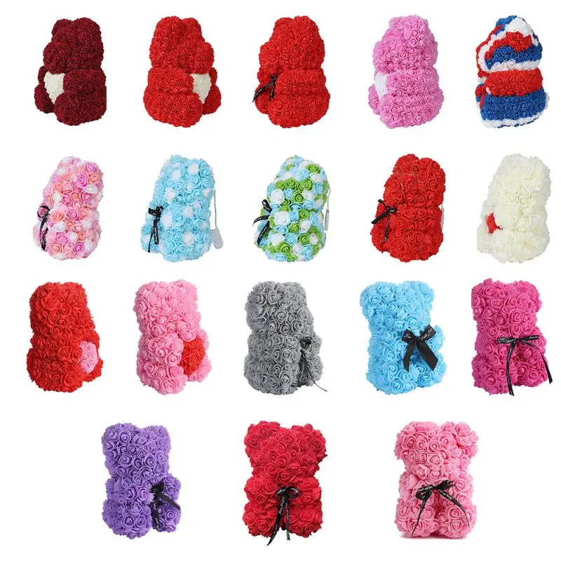 

Dropshipping 40cm/25cm Soap Foam Rose Bear with Led light Free Gift Card In gift box For valentines Day and Girldfriend