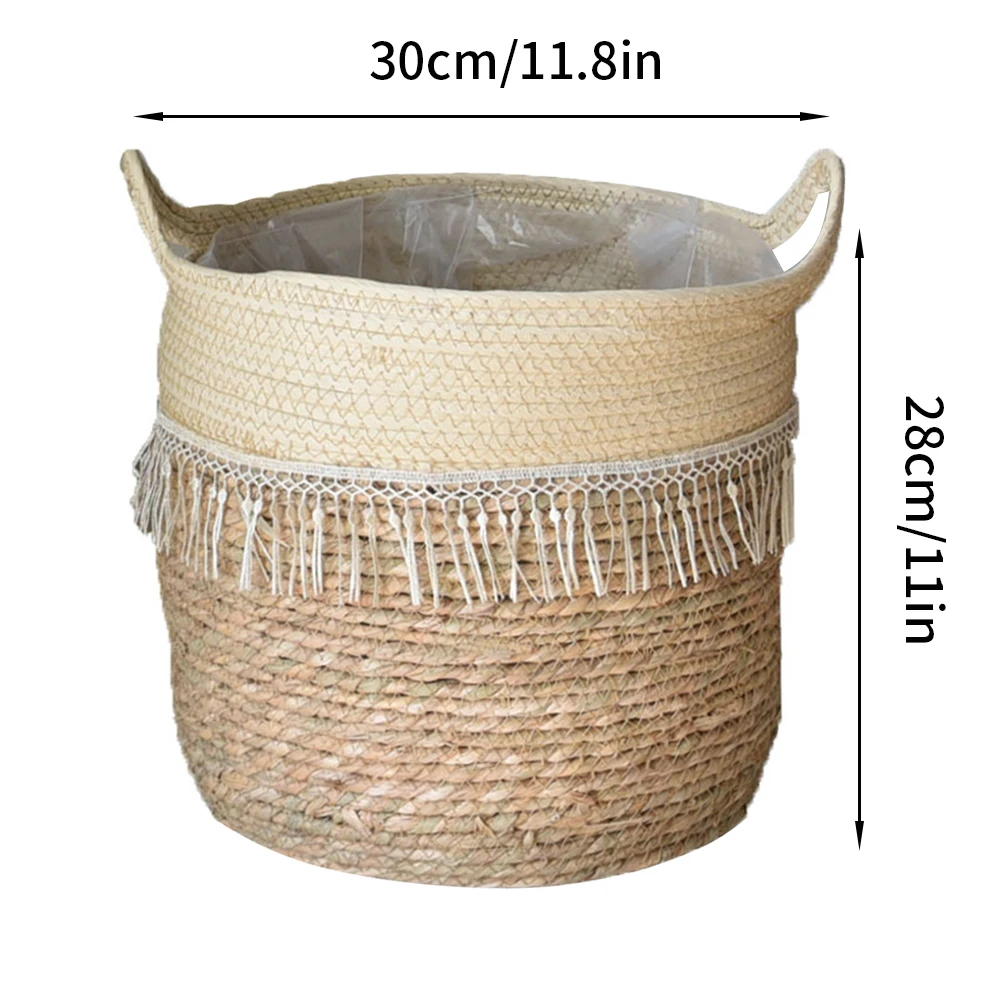 

Woven Basket Seagrass Basket Handmade Plant Flower Woven Storage Basket With Handle For Storage Laundry Plant Organizer Style5