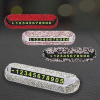 leepee phone number plate diamond crystal auto parking card hideable magnetic adsorption car sticker car temporary parking card
