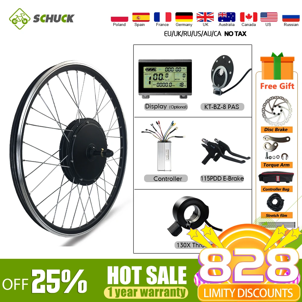 

48V 1000W Brushless Gearless Rear Rotate Motor Wheel Hub Motor 20 24 26 27.5 700C 28 29 inch For Electric Bicycle Conversion Kit