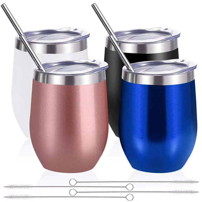 

12oz Straight Big Belly Water Mug Cup Thermos 304 Stainless Steel Coffee Eggshell Vacuum Flasks Double Insulation